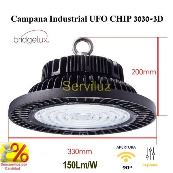 Campana LED Industrial UFO 100W CHIP 3030-3D Bridgelux